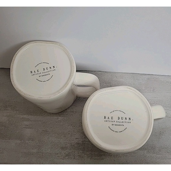 NWOB Rae Dunn PURR MEOWWW Coffee Mugs Set Of 2 20 Ounce Ceramic Dishwasher Safe - Picture 5 of 9